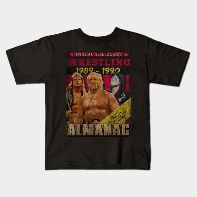 Ropes Wrestling Almanac 1989 Kids T-Shirt by vintage.artillustrator